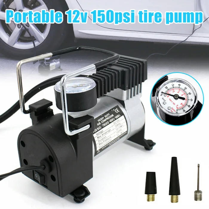 Горячая Портативный Heavy Duty 12V 150PSI воздушный компрессорныц насос автомобиля автошины тележки для велосипеда J99