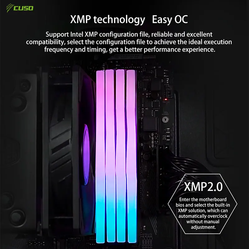 Memória do Jogo do Dimm da Memória do Desktop do Rgb da Série do Dente Ddr4 de Cuso Ddr4 Memória Ram 8gbx2 3200mhz 3600mhz Ram - Imagem 5