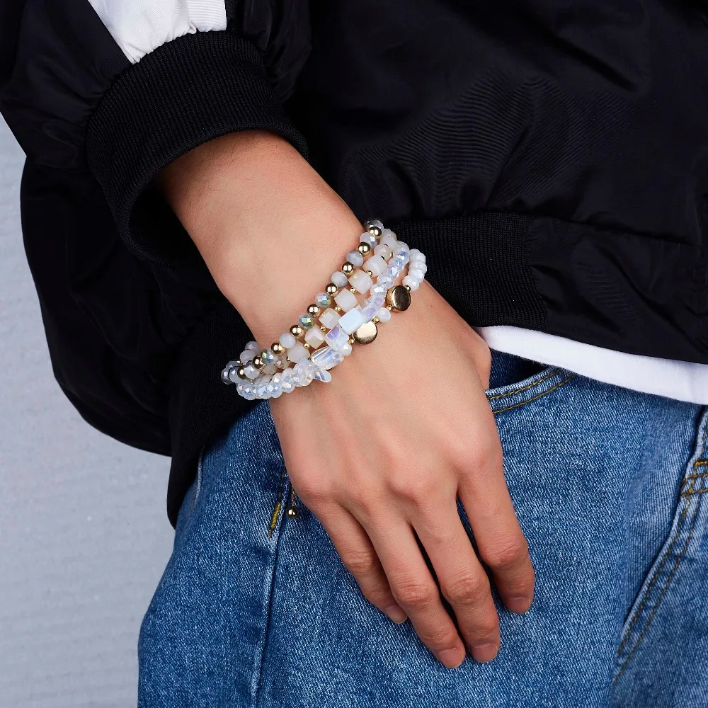 Rinhoo 1 шт винтажный многослойный браслет с цветными кристаллами для женской моды, очаровательные ювелирные изделия, подарок