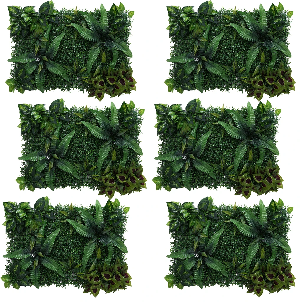 6 Pieces Artificial Plants Green Grass Flower Wall Panels Opening Ceremony Backdrop Floral Decor