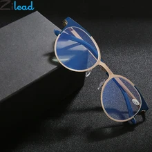 Zilead, металлический анти-синий светильник, очки для чтения, круглые прозрачные линзы, очки для пребиопии, для мужчин и женщин, очки для дальнозоркости+ 3,5