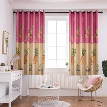 

Modern Short Curtains Blackout Pineapple Printing Curtains Children's for Bedroom Living Room Balcony Curtains Custom