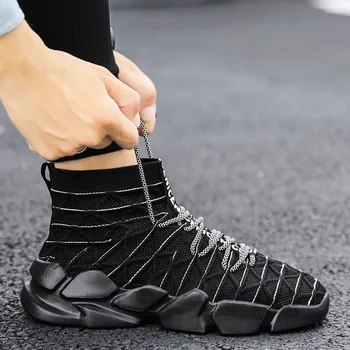 

High Top Fashion Mens Lace-up Shoes High-quality Fashion Lightweight Breathable Wear-Resistant Shoes Zapatillas Men Casual Shoes