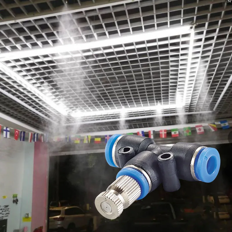 Sistema de nebulización de baja presión, boquilla de niebla de agua, rociador de Boquillas de Pulverización de acero inoxidable, conectores rápidos de bloqueo antideslizante para jardín, 6mm, 50 Uds.