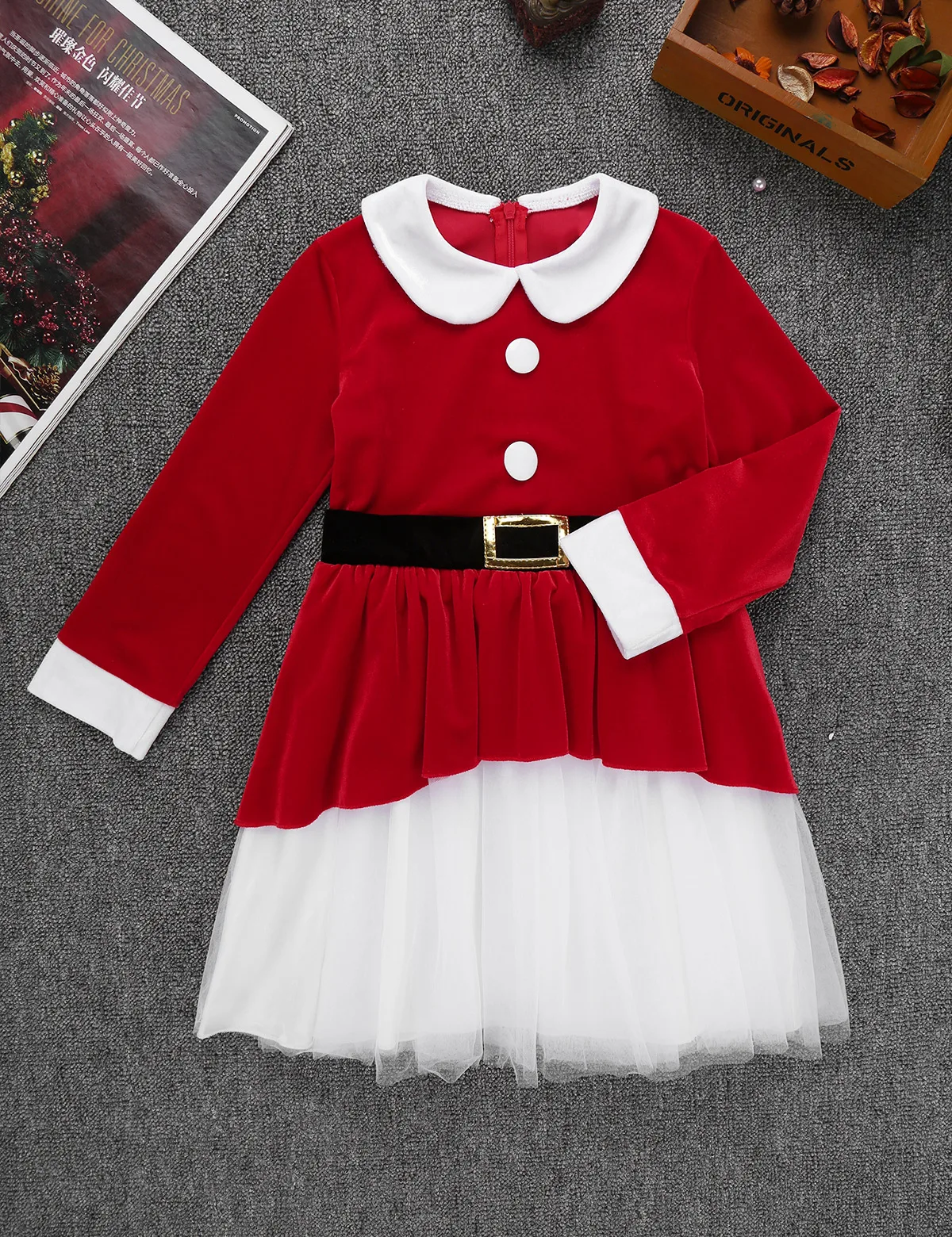 DPOIS/Детский Рождественский костюм Санта-Клауса для девочек; Детский Рождественский костюм для костюмированной вечеринки на Хэллоуин; праздничный наряд; Сетчатое танцевальное платье и шляпа; костюм