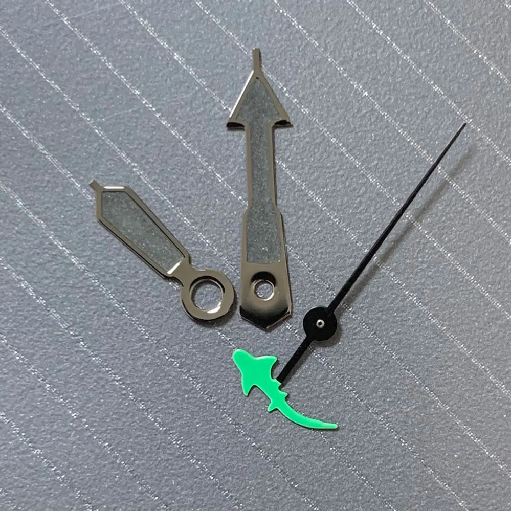 

Set of Watch hands shark black with green luminous for NH35 NH36 Automatic movement Shark second hand turtle second hands