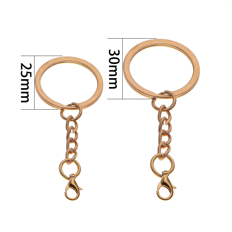 10pcs/lot Flat Key Chain Key Ring Keychain With Lobster Clasps