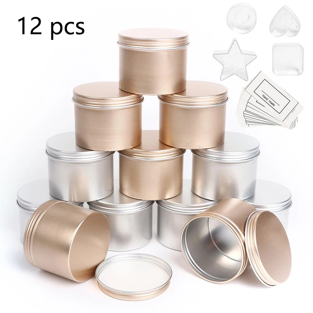S7241 Pack of 3 Push Solid Lid Aluminium Storage Tins or Candle Making Tins 