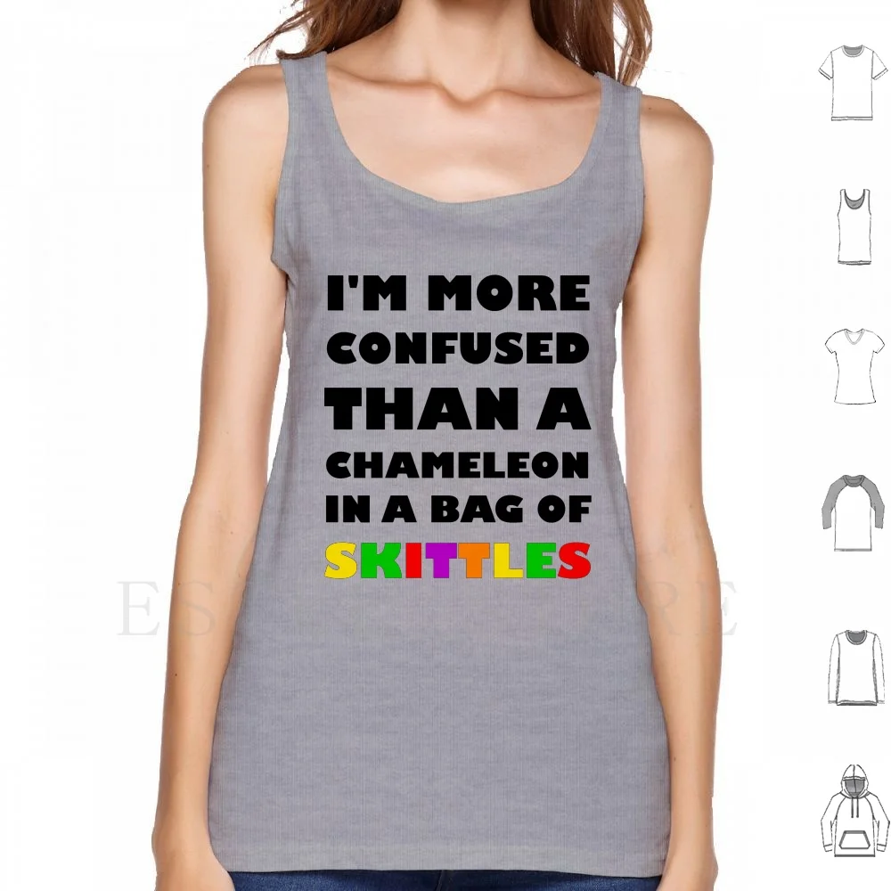 Я более спутанный, чем Хамелеон в сумке, Майки Skittles, жилет, хлопковый жилет с смешным изображением хамелеона Я более спутанный, чем Хамелеон в сумке, Майки Skittles, жилет, хлопковый жилет с смешным изображением хамелеона