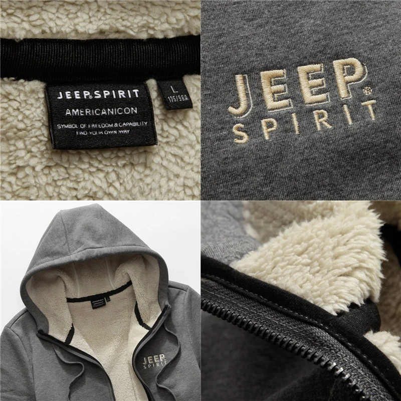 JEEP SPIRIT демисезонная Мужская Толстовка Повседневная с капюшоном воротник флис теплое с длинными рукавами мужские s толстовки m-xxxl Толстовка Куртка