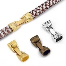 

5Set 10x6.5mm Hole Carved Pattern Snap Clasp For Licorice Leather Cord