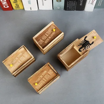 

April Fool's Day Gift Wooden Prank Toy Trick Practical Joke Home Office Scare Toy Box Gag Scorpion Funny Play Joke Gift Box Toy