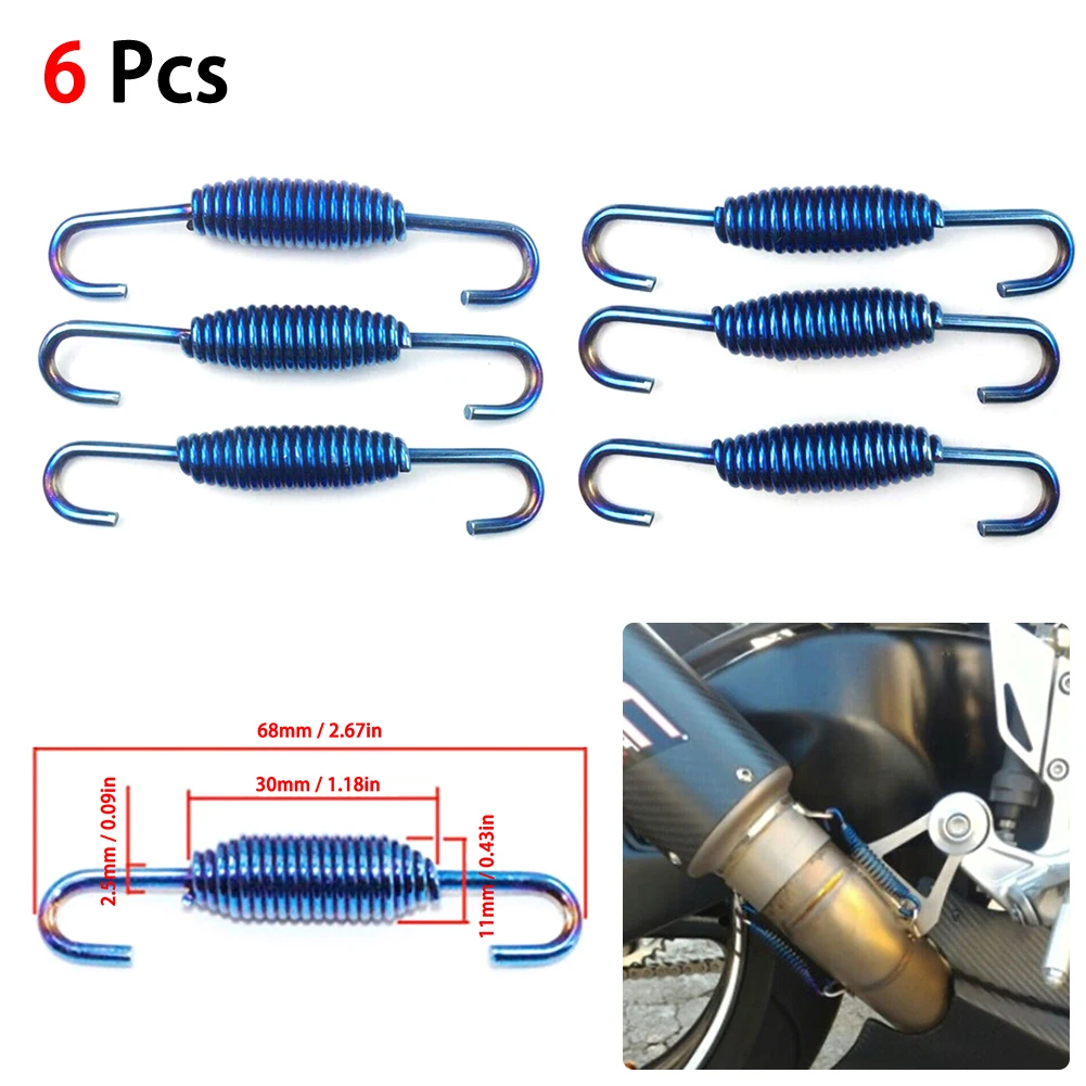 

For Hooks Muffler Connect Motorcycle Exhaust Springs 6pcs 68mm Parts Engine