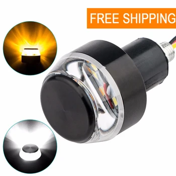 

12V LED Motorcycle Lamp Handlebar End Turn Signal Light Yellow Universal 22mm Indicator Flasher Handle Bar Blinker Side Marker