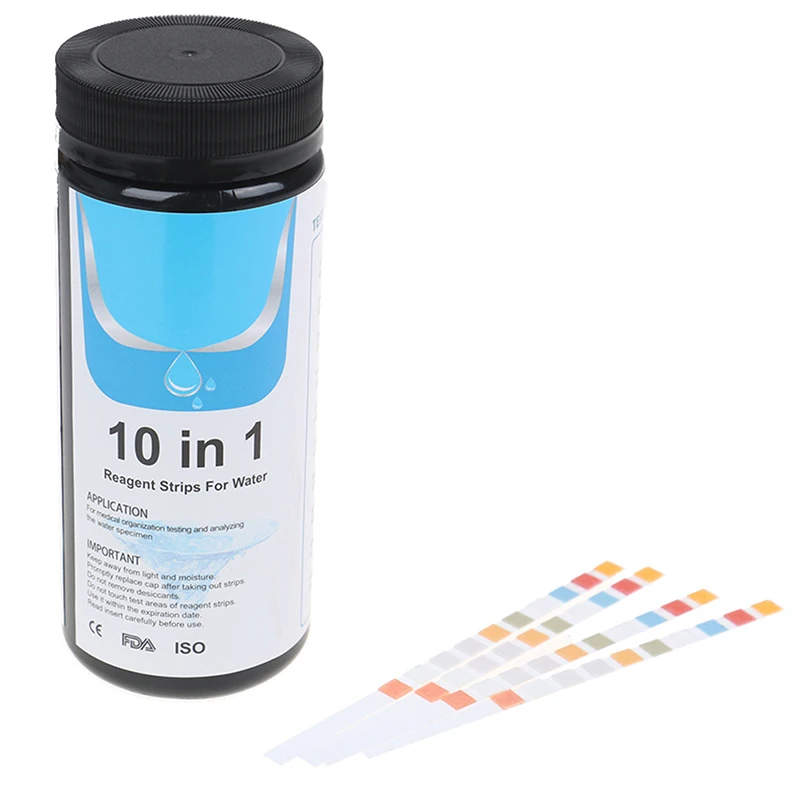 100Strips 10 In 1 Swimming Pool Spa Water Test Strips Nitrate Nitrite PH Hardness