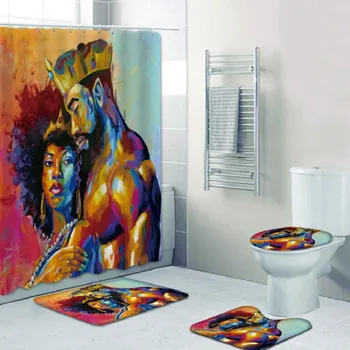 

Creative-Color-Printing Image Character Home Happy Shower Bathroom Product Personalized Printing Shower Curtain Bath Mats