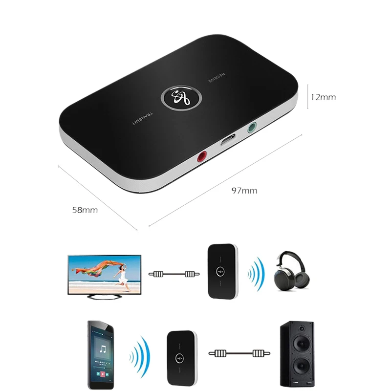 2-в-1 B6 Bluetooth Zender на гнев Bluetooth Ontvangen передачи 2,1 Мбит/с Шум снижение Annulering