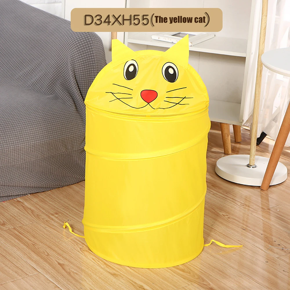Контейнер для игрушек, коробка для хранения игрушек, складное ведро для белья, цилиндрическая корзина для игрушек, милые Мультяшные животные, жук, лягушка, собака, кошка, соломинка