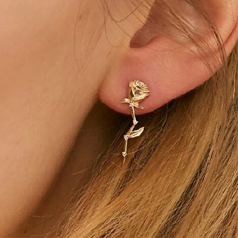 Rhinstone резные женские серьги с золотым розовым цветком горячие модные темпераментные серьги для девочек aretes de mujer ET1277