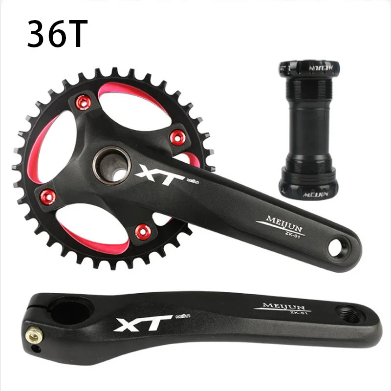 Black 36T MEIJUN MTB велосипед горный велосипед цепь 34 T-38 T W/Нижний Кронштейн Cranks набор - Цвет: Black 36T