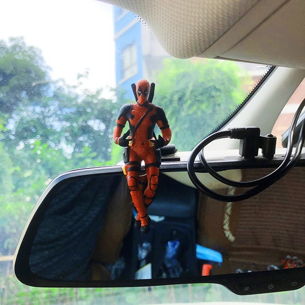 Disney Anime Car Interior Decoration Mini Figure Deadpool Center Console Rearview Mirror Decoration For Car Products Accessories as picture