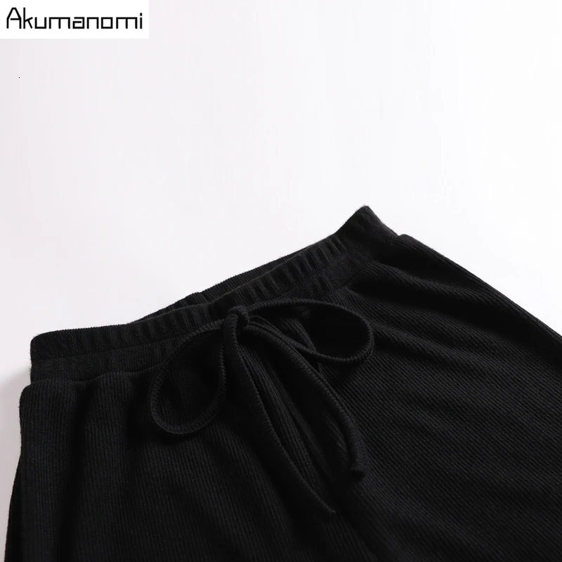 Осень-зима размера плюс 5xl 4xl-L черные трикотажные широкие брюки до середины икры женские повседневные брюки