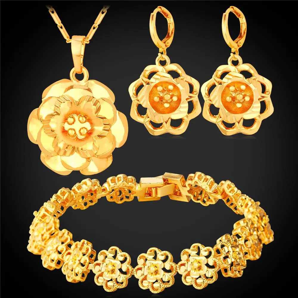 Женский ювелирный комплект из колье и серёг золотого цвета | Украшения