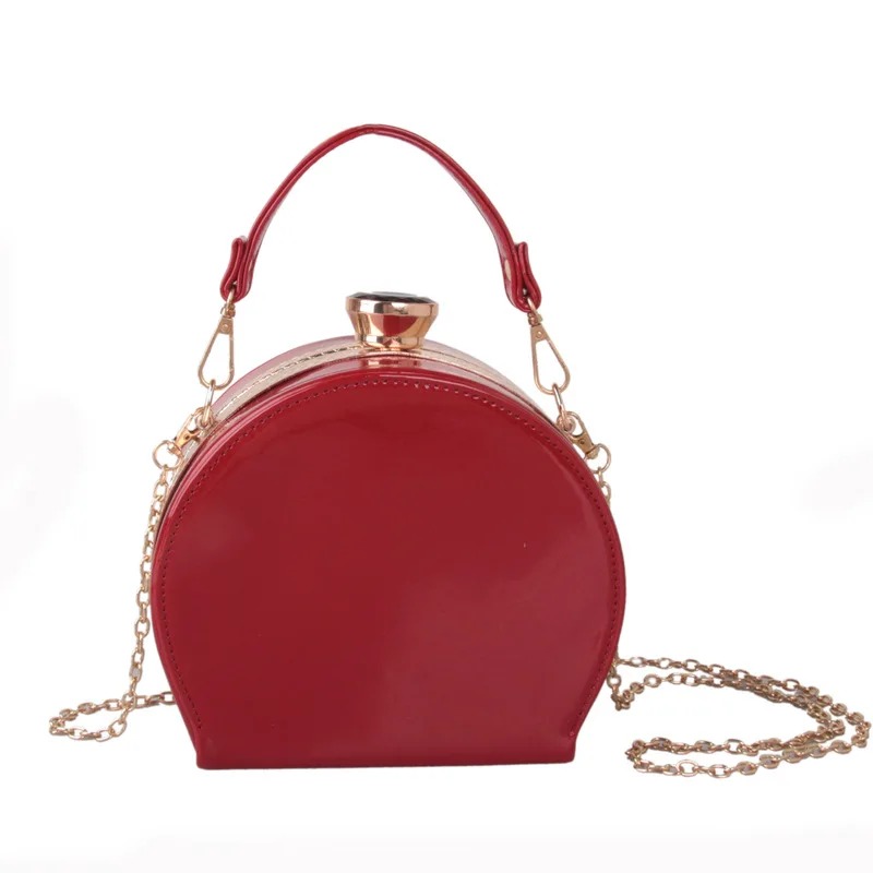 

Japanese Korean-Style Patent Leather Women's Handbag Bright Surface Pu Crossbody Bag Simple Leather Bag Chain WOMEN'S Bag