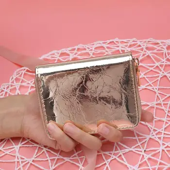 

Durable Coin Purses Multi-function Fashion PU Leather Women Short Coin Purse Shining Money Wallet Card Bag Holder