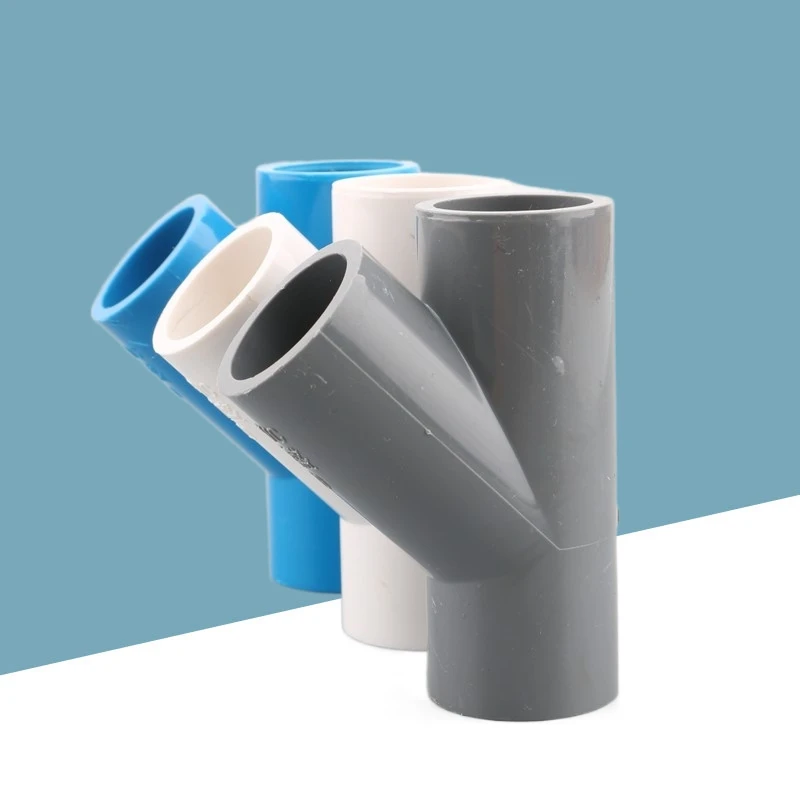 1pc PVC 45 degree Tee joint Water Supply Pipe Fittings 20/25/32/40mm White Blue Gray Plumbing | Дом и сад