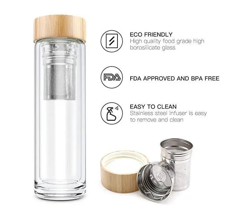 Стекло бутылка для воды утепленная короткая Портативный с чайным ...