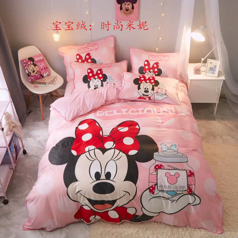 Cotton 130 x 160 cm Disney Minnie Mouse Bed Linen pink 