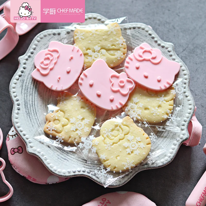 CHEFMADE hello kitty Милая мультяшная трехмерная форма для торта, печенья, 4 шт, 3D силиконовая форма для выпечки