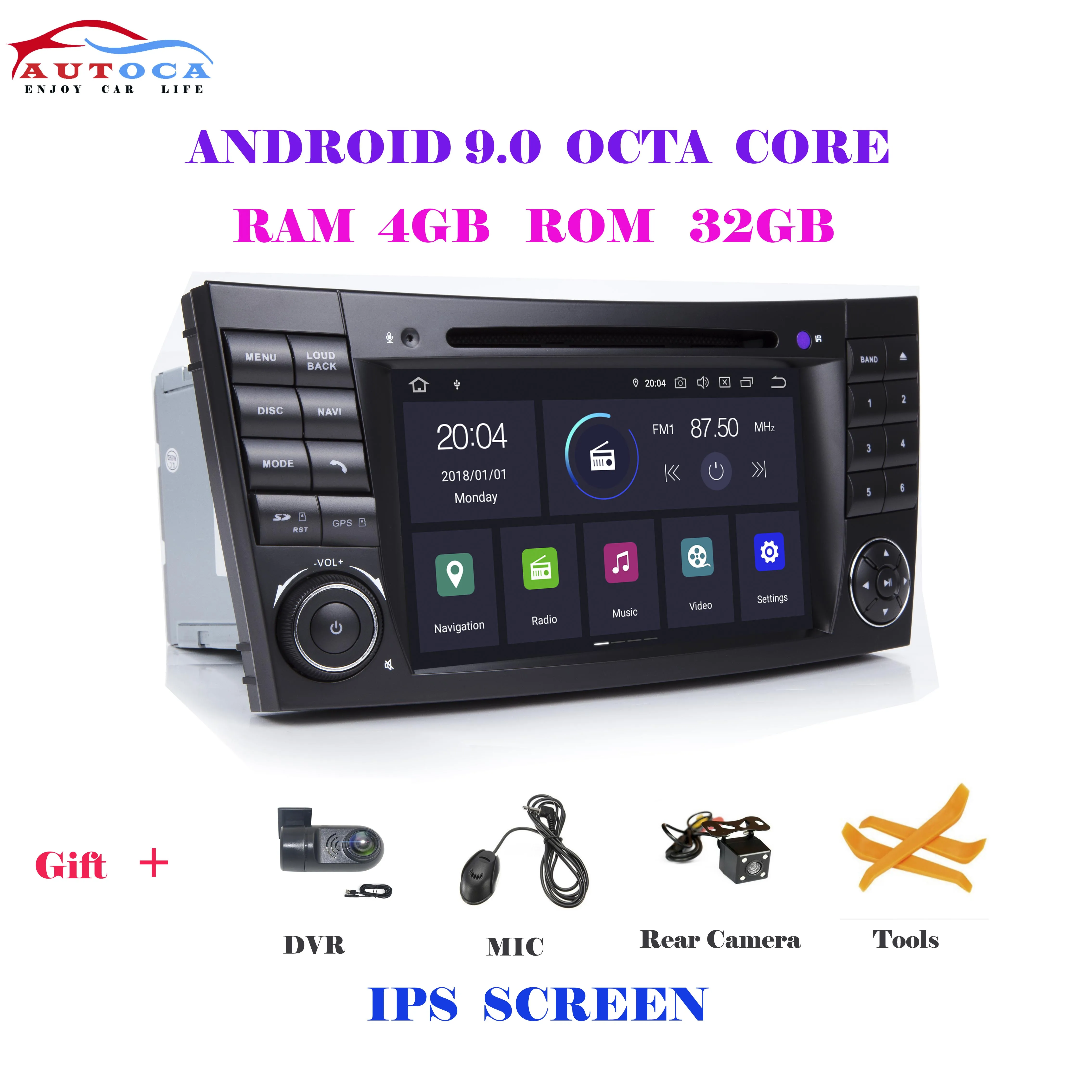 9.0 4G IPS Ips DSP 4G 64G Android 9,0 2 din Автомобильный dvd-плеер для Mercedes Benz e-класс W211 E200 E220 E300 E350 E240 E270 E280 CLS класс W219 - Цвет: 9.0 4G IPS
