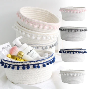 

Hairball Foldable Laundry Basket Storage Toy Hamper Clothes Pom Pom Basket Bin Cotton Rope 20.5*9.5cm