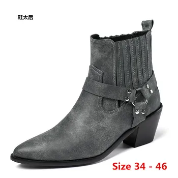 

Sexy Chelsea Boots Woman High Heel Boots High Heels For Women Shoes Spring Autumn Ankle Boots Booties Female Big Size 34 - 46