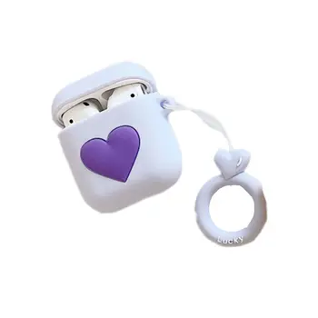 

Simple Love Mini Soft Silicone Case For Airpods Wireless Headset Charging Storage Box Anti-fall Lanyard Protective Cover
