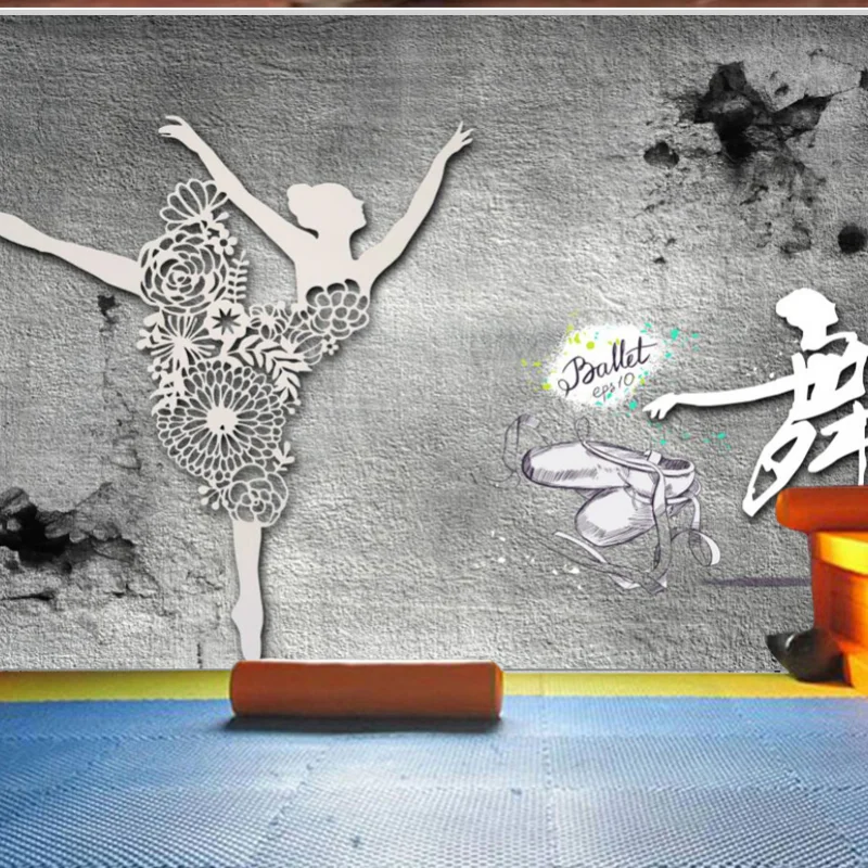 

Dropship Dropship Custom Beautiful Retro Woman Dancing Against Gym Background Fashion Beauty Dance Studio Wallpapers On The Wall