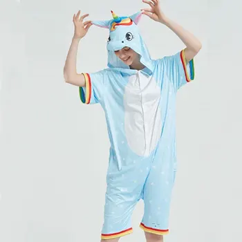 

Kigurumis For Adult unicorn Suit Kid Pajamas Women Animal Onesie Short Sleeve Unisex Cosplay Funny Thin Summer Sleep Wear