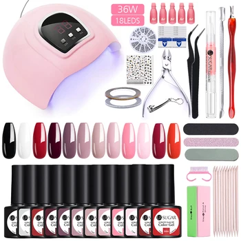 

UR SUGAR Nail set UV LED LAMP for Gel nail polish Set Kit Gel Varnish Electric Nail Drill Sets Nail Art Tool