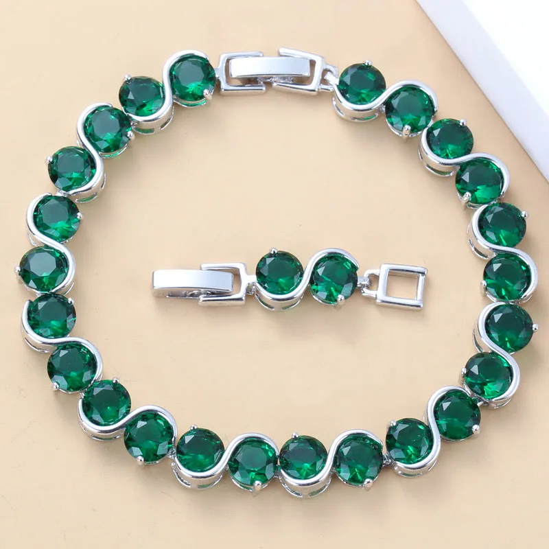 925 пробы серебряный маленький круглый Зеленый Изумрудный браслет для здоровья модные ювелирные изделия для женщин шкатулка для ювелирных изделий SL123 - Окраска металла: Green