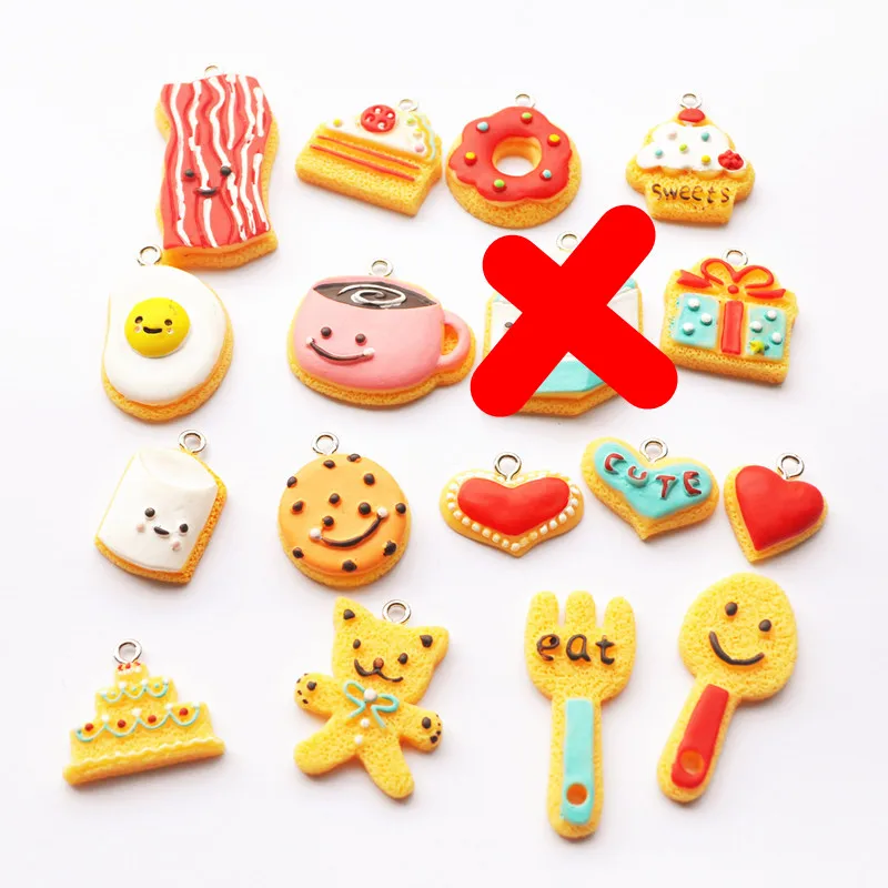 

10pcs Flatback Resin Food Charms Jewelry Necklace Pendant For Diy Keychain