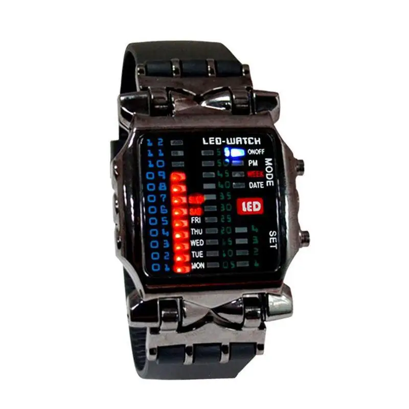 1 Pcs New Binary Electronic Watch Cool Colorful Lantern Watch Men's Watch Men's Sports Watch LED Student 