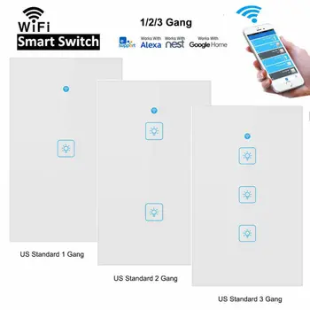 

1/2/3 Gang Smart Home WiFi Touch Light Wall Switch Panel For Alexa / Google APP