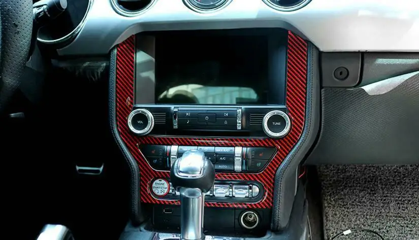 48 pcs Red Carbon Fiber Dashboard Center Console Inner Trim For Ford Mustang-19