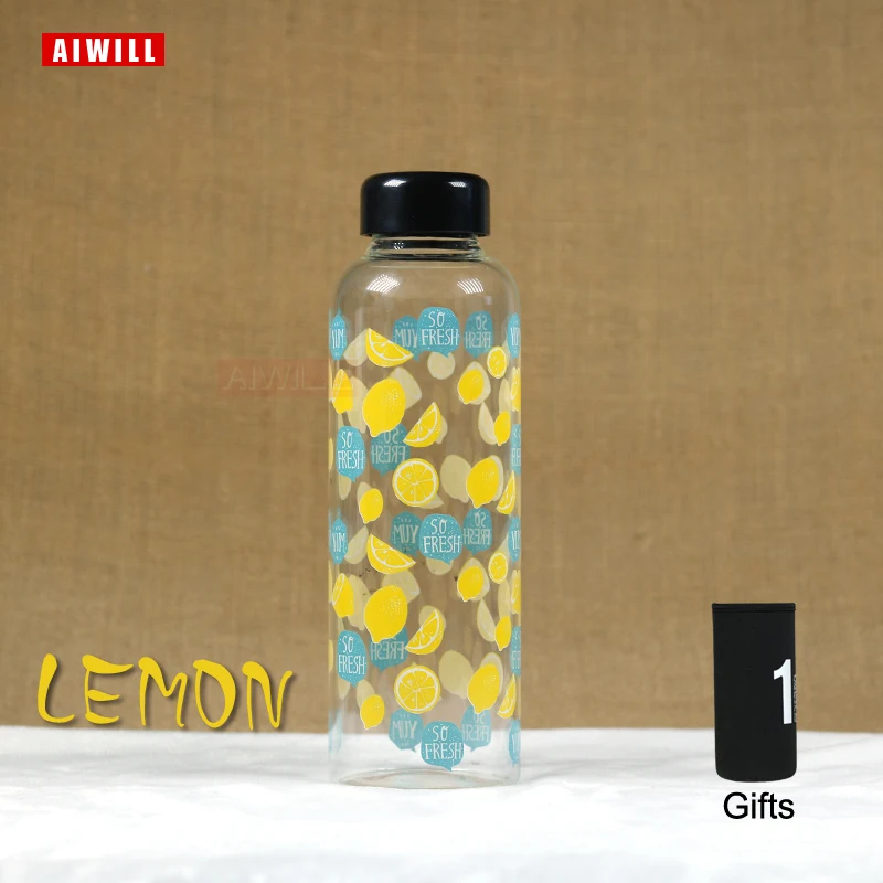 AIWILL Новое поступление модные креативные 450-500 мл стеклянные бутылки для воды красивые Подарочные женские бутылки для воды для занятий спортом на открытом воздухе