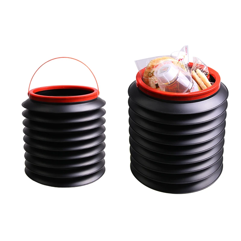 

Universal Black Direct Wind Car Trash Bin Garbage Can Car Wash Telescopic Bucket Folding Trash Organizer Garbage Holder