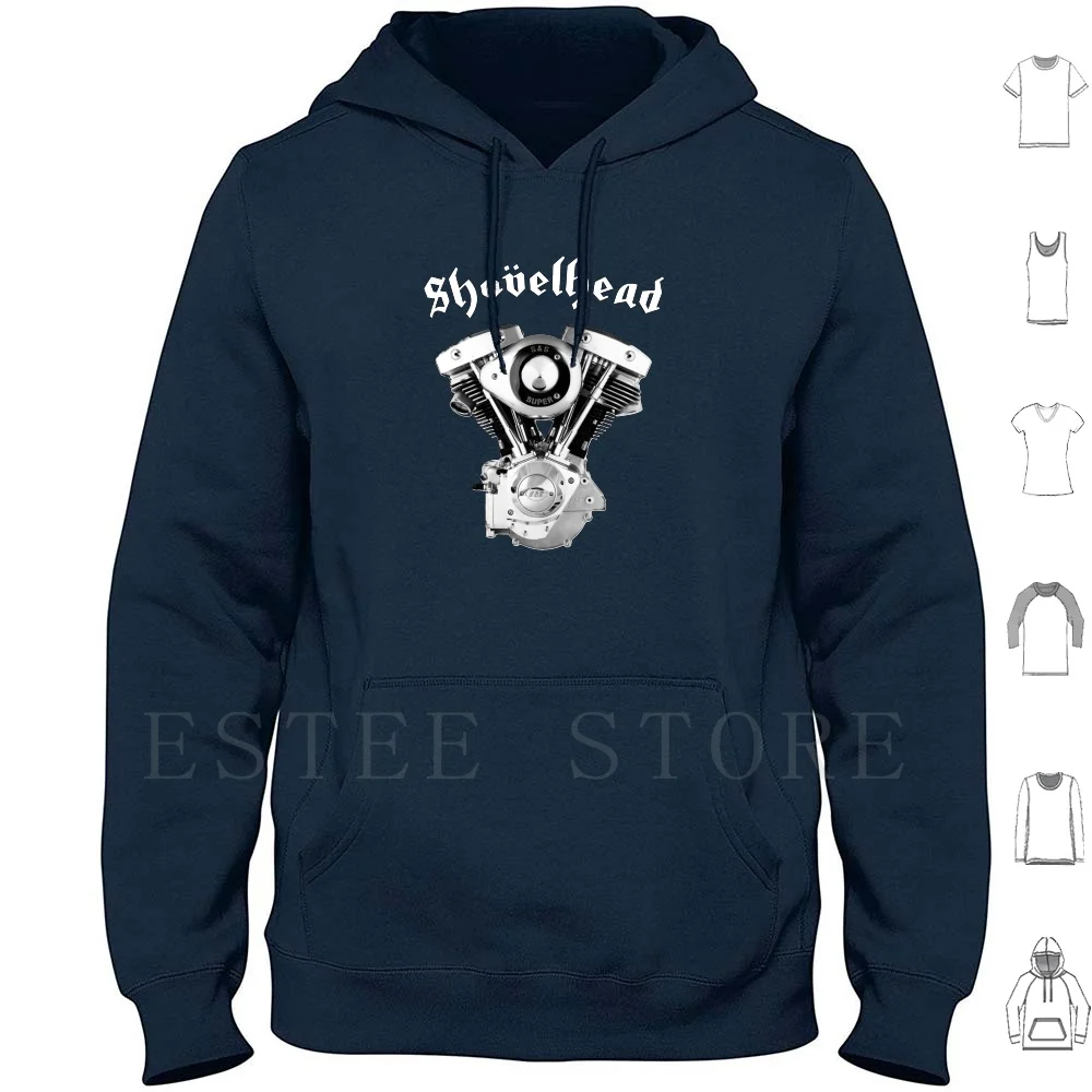 Shovelhead 1 (Cono) Felpe Con Cappuccio Moto Chopper Panhead Knucklehead Shovelhead Indian Psycho Insane Darkness