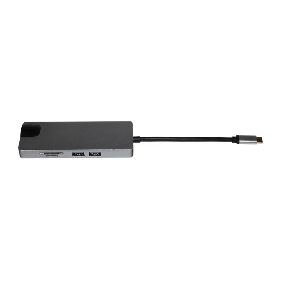 8 в 1 type C-2USB SD Micro SD LAN VGA HDMI USBC адаптер концентратор Расширение PD зарядная док-станция 1000 Мбит/с Rj45 OTG дисплей