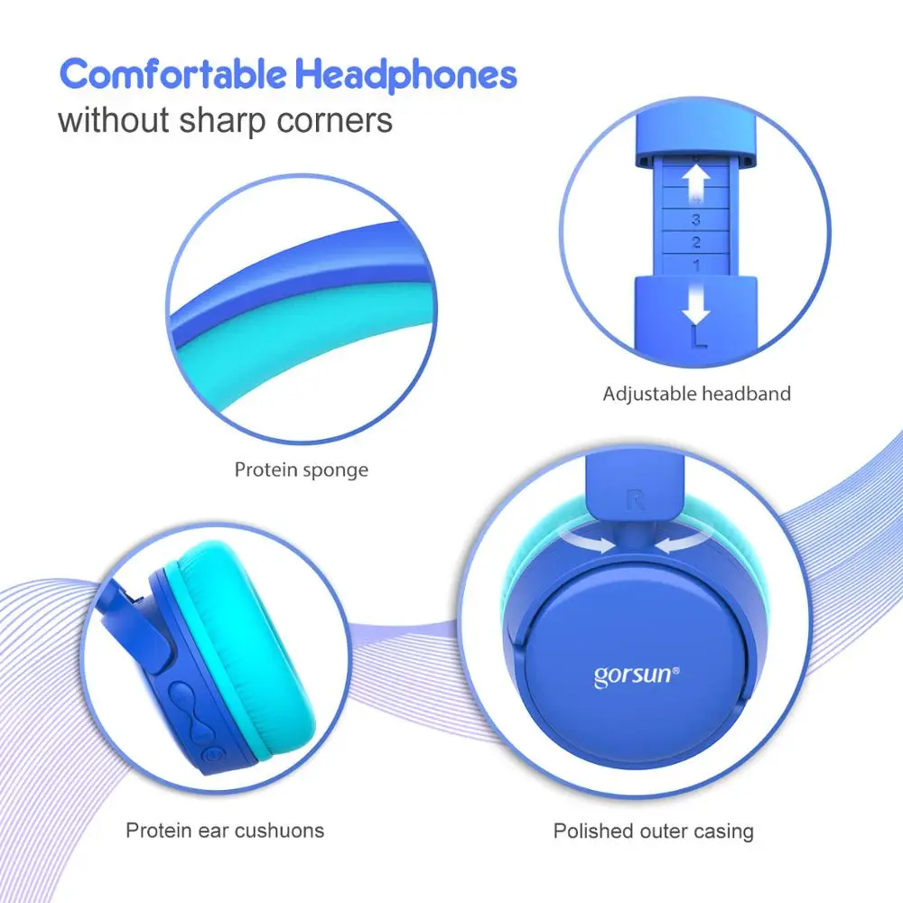 Беспроводные Детские Bluetooth наушники gorsun складные регулируемые детские с